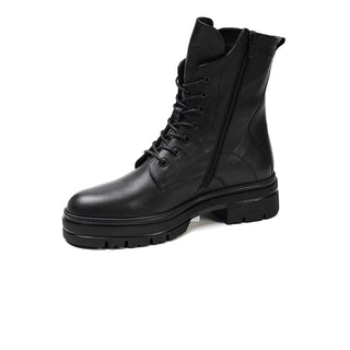 Women’s Black Genuine Leather Military Boots 3K2DB32700