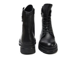 Women’s Black Genuine Leather Military Boots 3K2DB32700