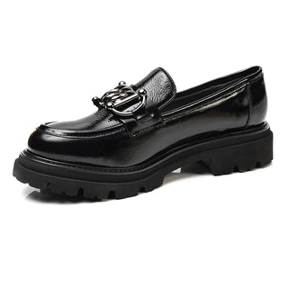 Women’s Black Patent Leather Genuine Leather Loafer Shoes 3K2UA72192