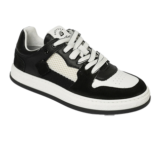 Women’s Black White Genuine Leather Sneaker Shoes 4Y2SA33290