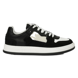 Women’s Black White Genuine Leather Sneaker Shoes 4Y2SA33290