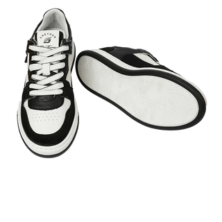 Women’s Black White Genuine Leather Sneaker Shoes 4Y2SA33290