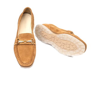 Women’s Tan Genuine Leather Loafer Shoes 4Y2CA33621