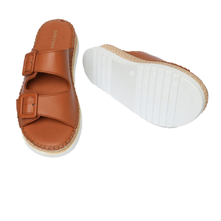 Women’s Tan Genuine Leather Slippers 4Y2TT50757