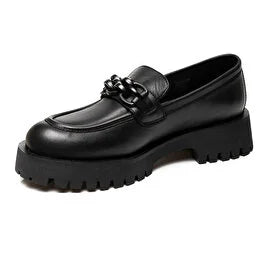 Women’s Black Genuine Leather Shoes 3K2UA31005